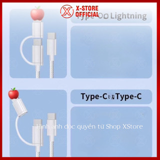 Cáp sạc 2 đầu Type C và LN, dây sạc nhanh PD 60W bọc dù, sạc cho điện thoại thông minh - DSCTC+L
