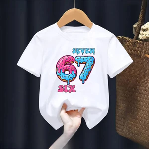 Trẻ Em Trộm Brainrot 67 Hoạt Hình Số Áo Mùa Hè Thường Ngày Mặc Tee
