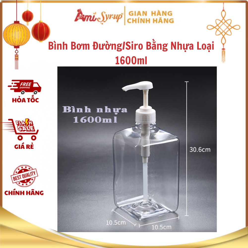 Bình Bơm Đường Siro Bằng Nhựa 1600ml Chất Liệu An Toàn Tiện Lợi Cho Quán Cà Phê Trà Sữa Pha Chế