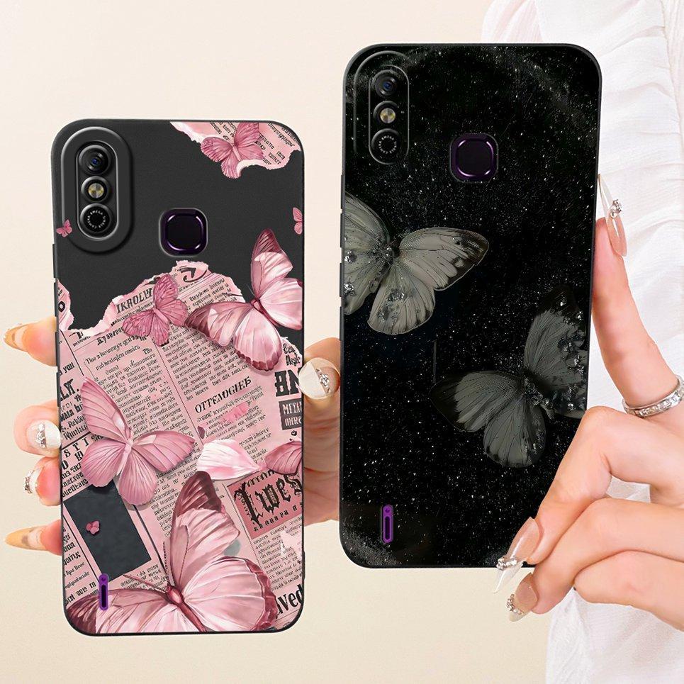 Dành Cho Infinix Smart 4 4c smart4 X653 X653C Ốp lưng Hoa Bướm Nữ Tính Ốp Lưng Silicon Mềm Mờ Vỏ