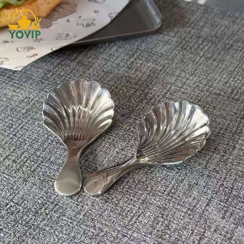 YOVIP 1 / 2 / 3 Vỏ Thìa Trà Inox Khuấy Sundae Cà Phê Trà Thìa Tráng Miệng Khuấy Đồ Dùng Cà Phê Mini Cà Phê VN