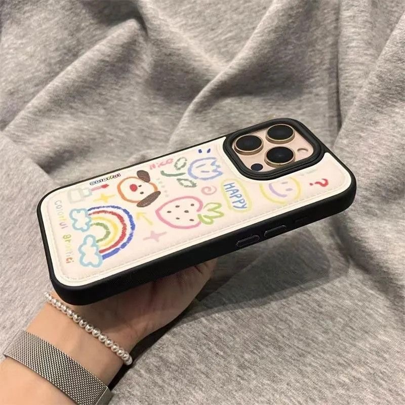 Gỗ bảo vệ điện thoại iPhone 14 chống rơi, có nhiều lỗ lớn, phù hợp với vỏ điện thoại 17/16/15, dành cho chó hoạt hình