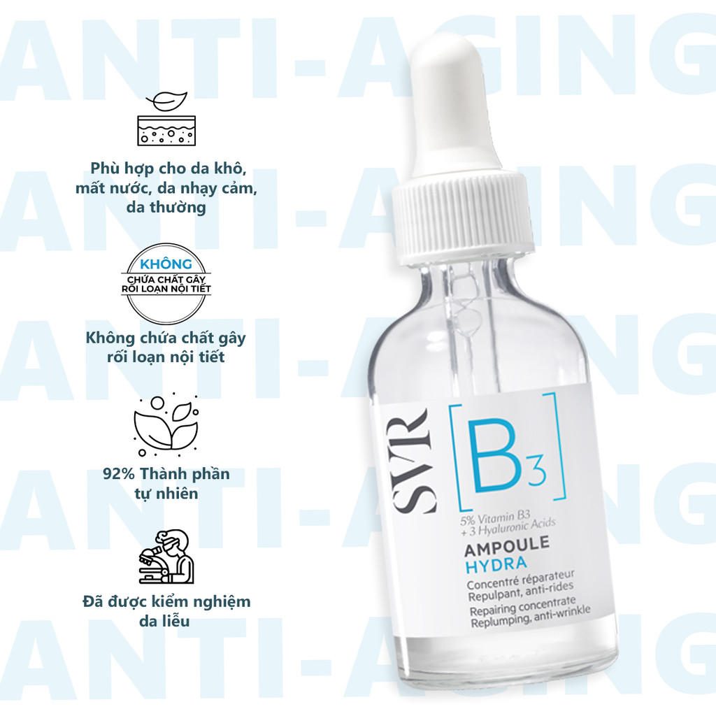 [Livestream 2] Tinh chất dưỡng da, ngăn ngừa nếp nhăn, phục hồi da SVR [B3] Ampoule Hydra 30ml