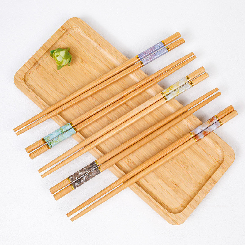 Đũa Trúc Tự Nhiên Viền Vân Đá Giả 24cm – Bộ 10 Đôi – Chống Mốc  Tốt – Dùng Gia Đình, Quán Ăn | 363