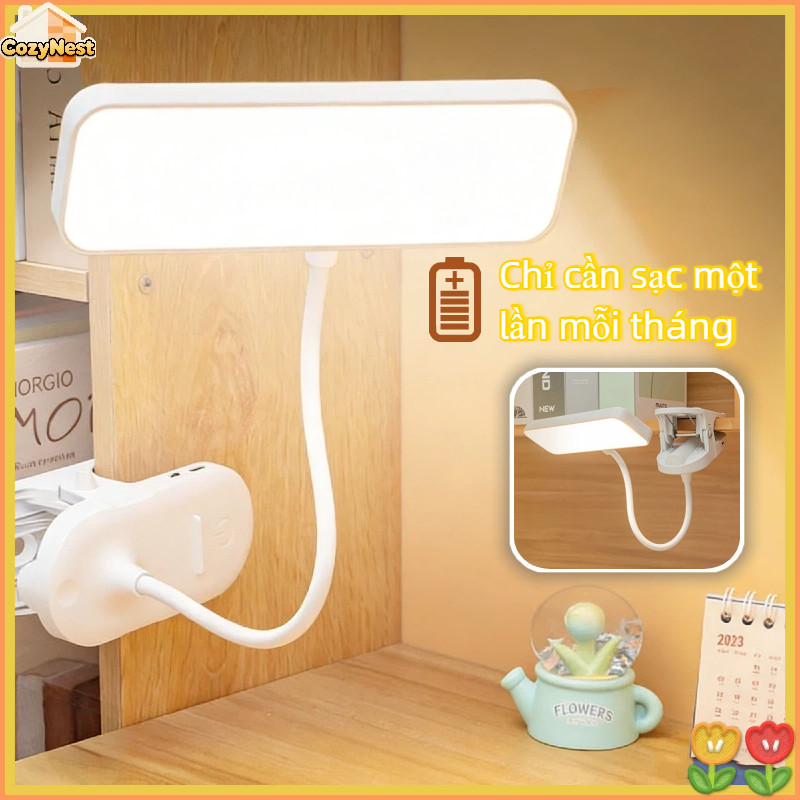 Đèn Học Kẹp Bàn Sạc 3600mAh - Ánh Sáng Tự Nhiên Bảo Vệ Mắt, Điều Chỉnh 360°,Có Thể Treo/Gắp/Đứng