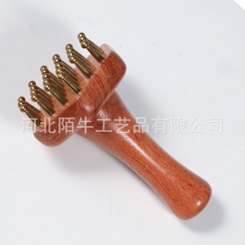 Lược Massage móng tay bằng đồng bằng gỗ hồng ngoại Brazil 28-Tooth Đầu kinh tuyến Lược gỗ nguyên khối năm tầng Bàn chải gỗ đàn hương Lược gia dụng Q2IB