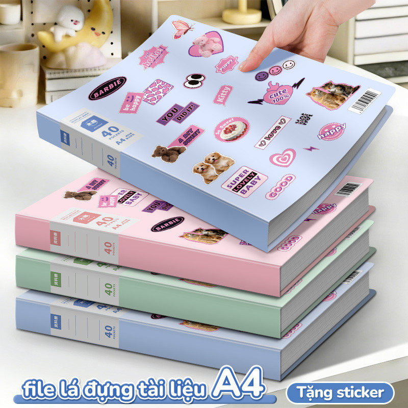 File lá đựng tài liệu A4 tiện dụng với nhiều màu macaron, tổ chức tài liệu văn phòng, học sinh và kết quả khám