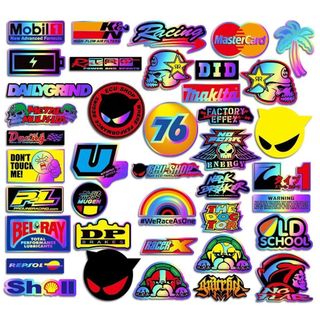 Bộ Tem Dán JDM 40 Miếng Decal Anime Phản Quang Chống Nước, Dùng Cho Xe Máy, Laptop, Tăng Cường Phong Cách