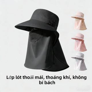 “Mũ Che Nắng Mới | Vành Rộng + Mặt Nạ Tháo Rời, Thoáng Khí, Bảo Vệ Toàn Diện, Phù Hợp Cho Câu Cá, Leo Núi, Đi Xe”