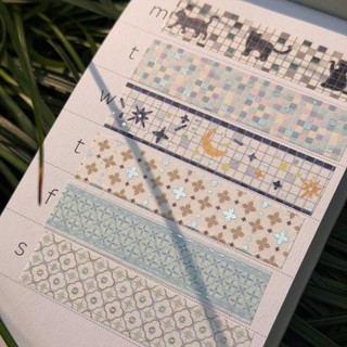Washi tape nhũ bạc silver foil Mocard (có đế)