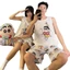 Hoạt Hình Dễ Thương Crayon Shin-Chan Cặp Đôi Bộ Đồ Ngủ Áo Quần Short Cotton Nguyên Chất Chui Đầu Loungewear Set