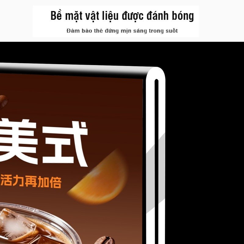 Bảng menu quán cà phê mica trong suốt – Kệ menu để bàn thẩm mỹ, dùng đặt QR thanh toán, QR gọi món