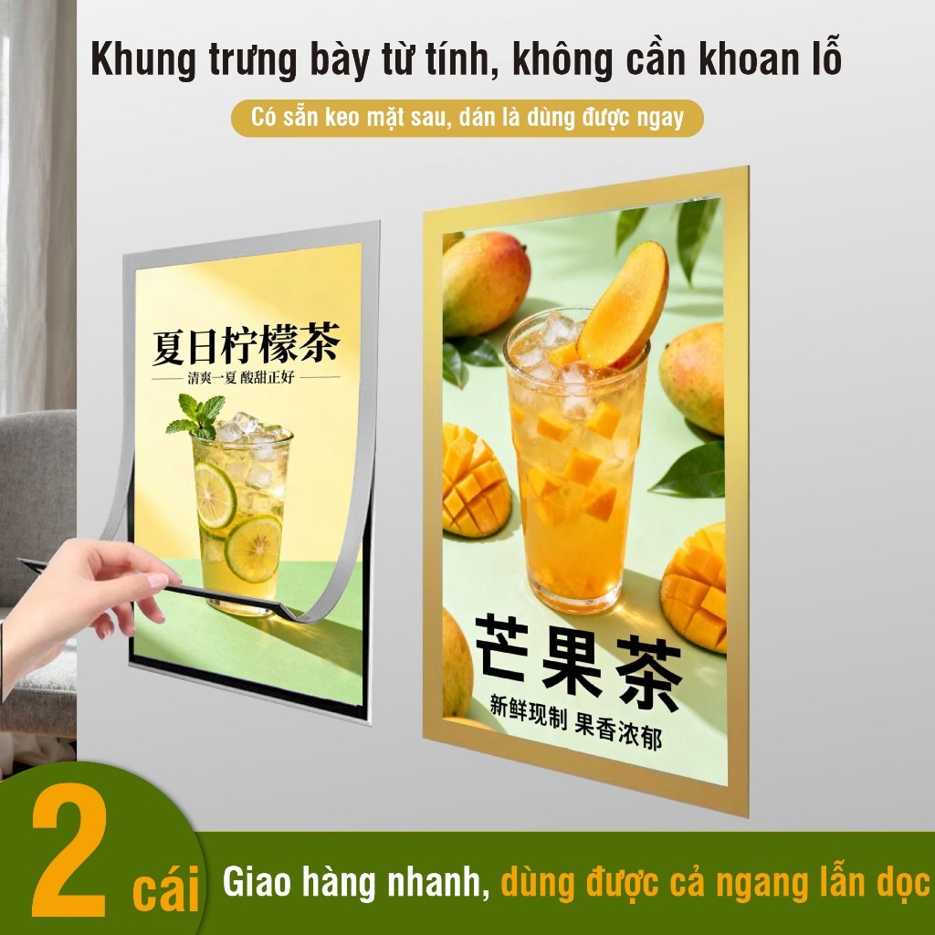 Khung Ảnh Nam Châm Chuyên Dụng Văn Phòng, Khung Đựng A4/A3 Treo Tường Trưng Bày Chứng Chỉ Và Giấy Phép Kinh Doanh