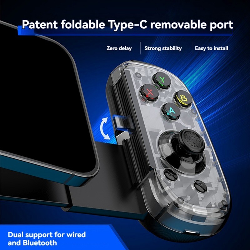 D6 Mini Tay Cầm Chơi Game Kéo Dài Điều Khiển Chơi Game Cho Android Điện Thoại Di Động PC Máy Tính Bảng Hiệu Ứng Hall Cần Điều Khiển Có Thể Gập Lại Cổng Type-C