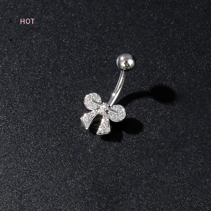 Nhẫn rốn bướm hoa thép không gỉ - Trang sức gợi cảm dành cho nữ và bé gái