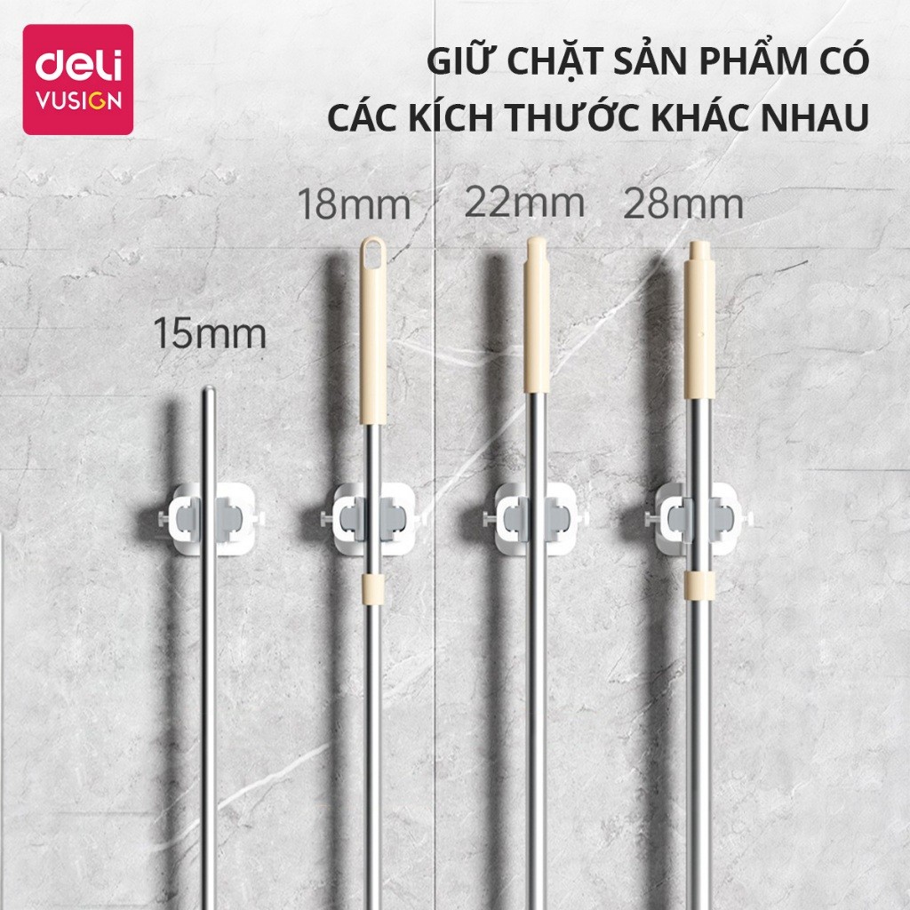 Móc Treo Cây Lau Nhà Dán Tường Deli Vusign Móc Dán Tường Treo Chổi Giữ Đồ Điều Chỉnh Kích Thước
