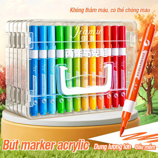 Bút Màu Acrylic Marker Cao Cấp Cho Học Sinh – Ngòi Brush Đa Dụng, Hộp 60/72/84 Màu Đa Dạng - Bút Sơn