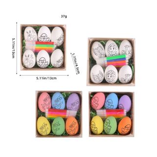 YSANH 6 Trứng Vẽ Tay DIY Phục Sinh, Tô Màu Thủ Công Với Bút Sơn Trứng Phục Sinh, Sáng Tạo DIY Hoạt Hình Đa Năng Tranh Đầy Màu Sắc Trứng Phục Sinh Cảnh Trang Trí