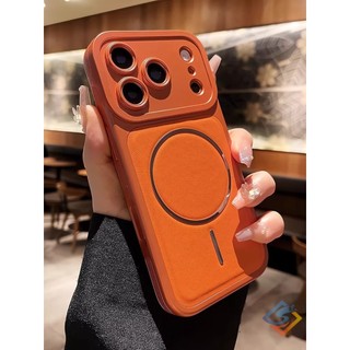 Ốp Điện Thoại Da Từ Tính Mờ Cho IPhone 17 Pro Max 13 14 15 16 Pro Max Vỏ Bảo Vệ Toàn Diện Ống Kính Vỏ Chống Sốc