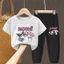 Bộ quần áo bé gái hoạt hình Kuromi Áo thun ngắn tay và quần dài Nhân vật dễ thương Trang phục thường ngày
