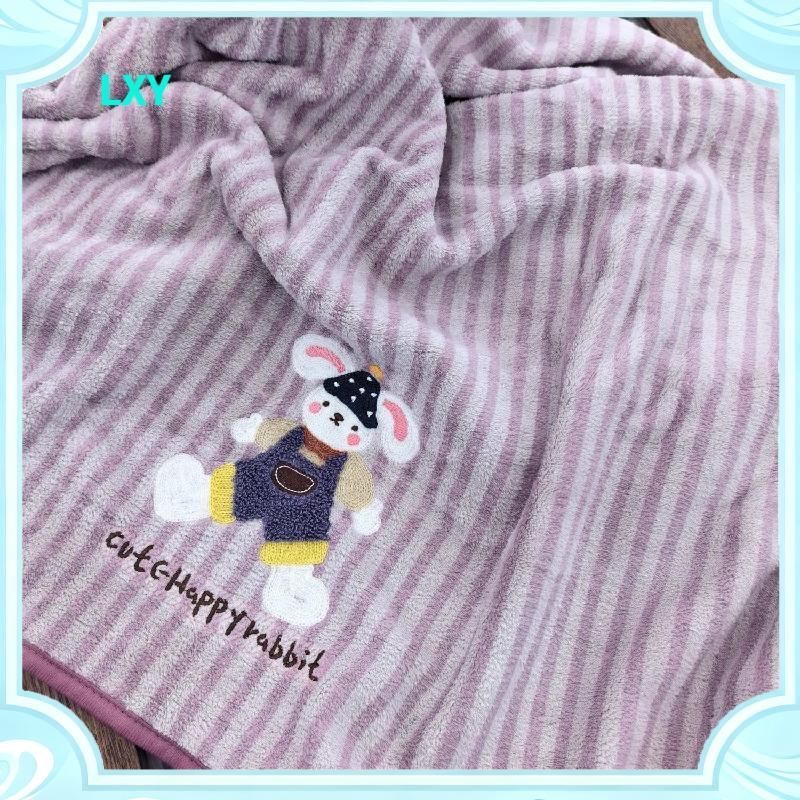 Khăn tắm lông cừu san hô mềm, thấm hút, không xơ, thêu công viên động vật, dày, cotton nguyên chất