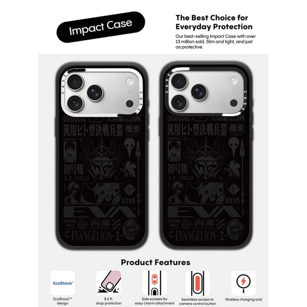 CASECASE X Evangelion Mẫu Kỷ Niệm Ốp Lưng Máy Ảnh Màu Trắng Vòng Phiên Bản Mờ Đen Cứng Hút Từ Tính Tác Động Dành Cho Apple IPhone 13 14 15 16 17 Pro Max Air Plus Có Hộp