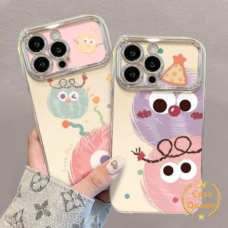 Kawaii Phim Hoạt Hình Nhiều Màu Sắc Monster Cover Tương Thích Cho IPhone XR 11 13 17 16 14 15 12 Pro Max Air 16 7 8 15 14 Plus X XS Max Vỏ Cửa Sổ Lớn Mạ Điện Sang Trọng