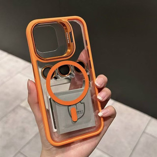 Giá Đỡ Hợp Kim Nhôm Vỏ Điện Thoại + Phim Ống Kính Vỏ Từ Tính Sang Trọng Cho iPhone 17 16 15 14 13 12 11 Pro Max Plus