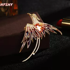 HFSHY Phượng Hoàng Chim Cườm Men Pha Lệ, 5 Màu - Trang Sức Cài Áo Cho Nữ Văn Phòng