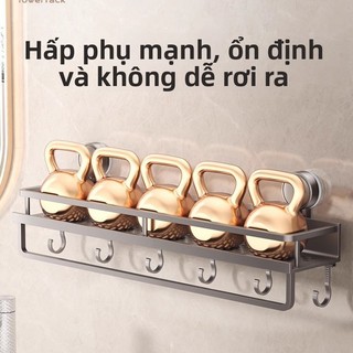 Giá Lưu Trữ Hút Chân Không Không Khoan Cho Phòng Tắm, Bằng Thép Cacbon Siêu Chắc, Kèm Móc Treo Khăn đa Năng