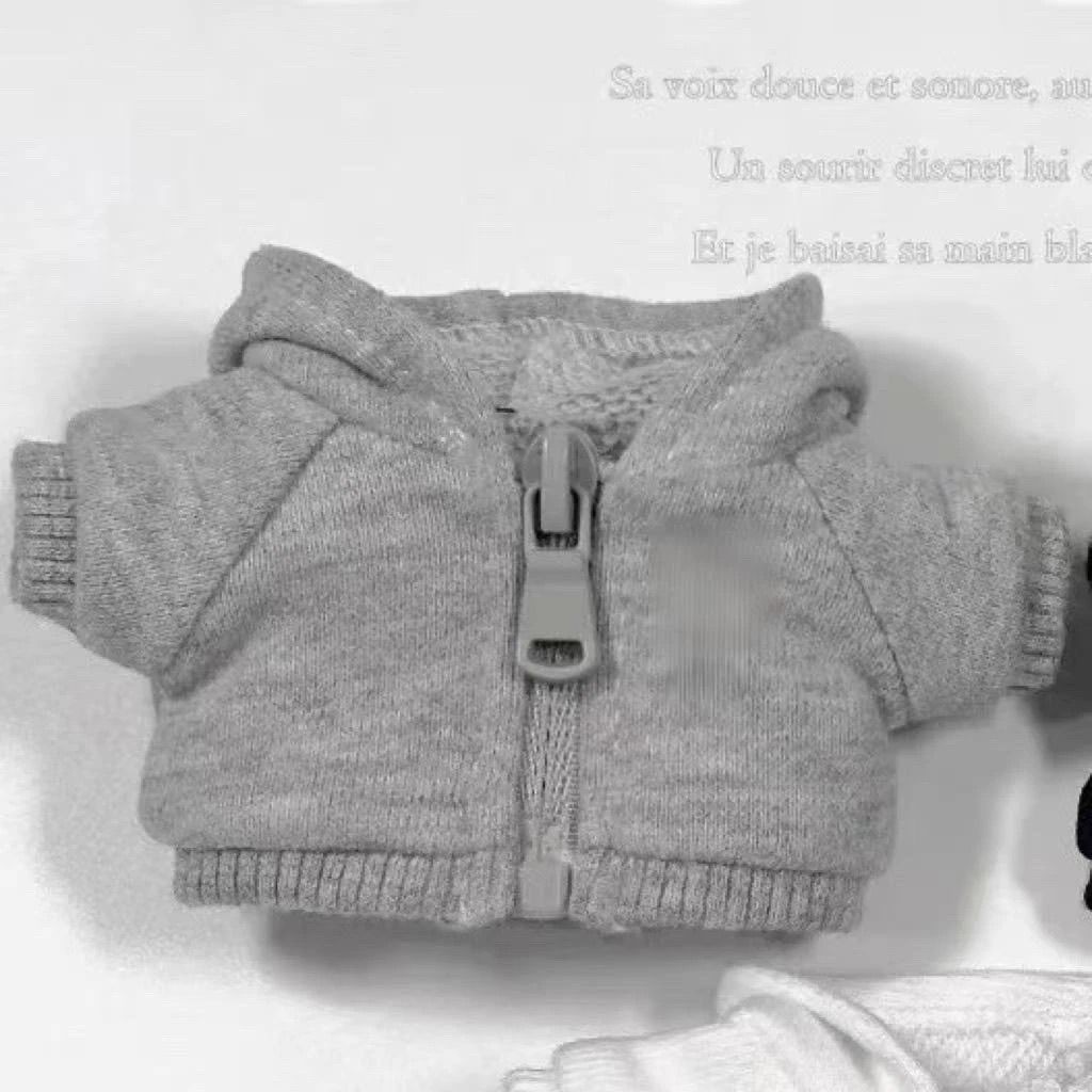 10cm Cotton Quần Áo Búp Bê Quần Áo Cho Bé Không Thuộc Tính Dạo Phố Có Mũ Trùm Đầu Áo Đen Trắng Xám Nghệ Thuật Đơn Giản Quần Áo Bé 3.14