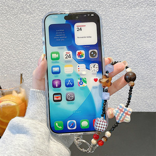 Chó ca rô + Vòng tay cho iphone17 17promax 16promax 15promax 14 / 13 / 15 / 16pro iphone13 vỏ TPU iphone mới chống bụi