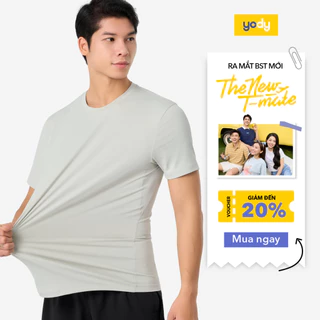 Áo phông thể thao nam YODY tshirt phối vải mỏng, thoáng khí, co giãn, thấm hút mồ hôi MATS25S036