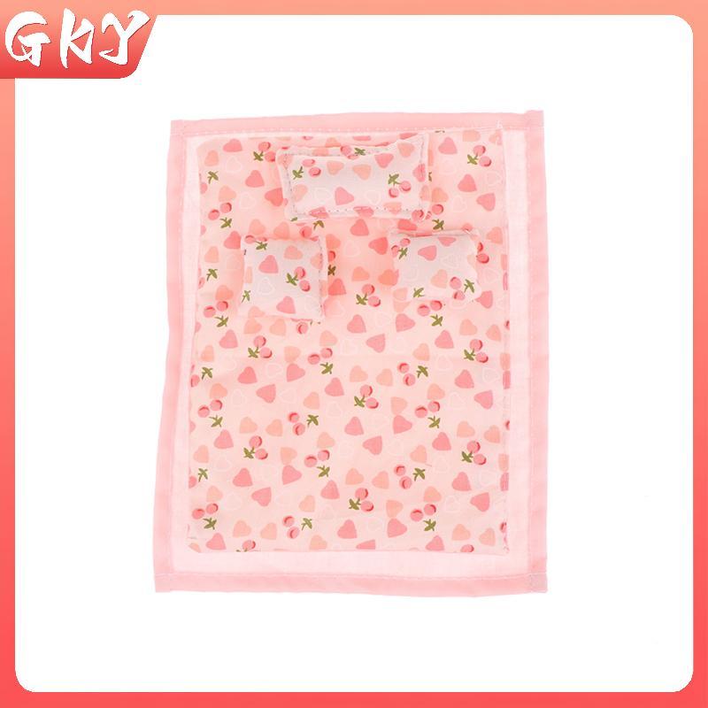 GKY 1 Bộ 1: 12 Nhà Búp Bê Thu Nhỏ Giường Bốn Mảnh Bộ Giường Ga Gối Chăn Chăn Chăn Gối Phòng Ngủ Chăn Ga Gối Mô Hình Trang Trí Đồ Chơi GKY