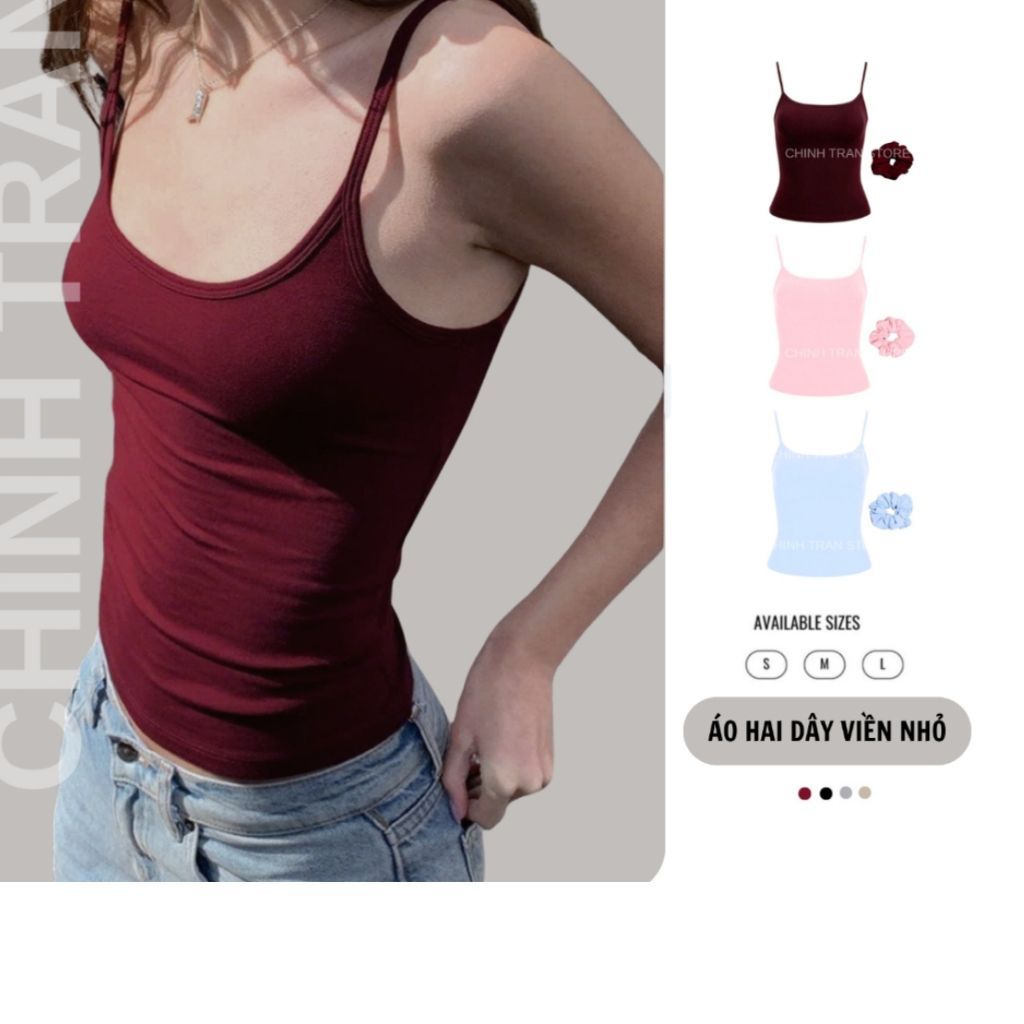 [TẶNG CỘT TÓC] Áo Hai Dây Nữ Basic Ôm Body Chất Thun Cotton Co Giãn Mềm Mỏng Nhiều Màu - B33 -Sam Botique
