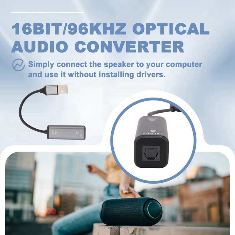 Bộ chuyển đổi âm thanh USB sang quang học Bộ chuyển đổi USB sang SPDIF 16bit / 96KHZ để kết nối máy tính xách tay với Soundbar