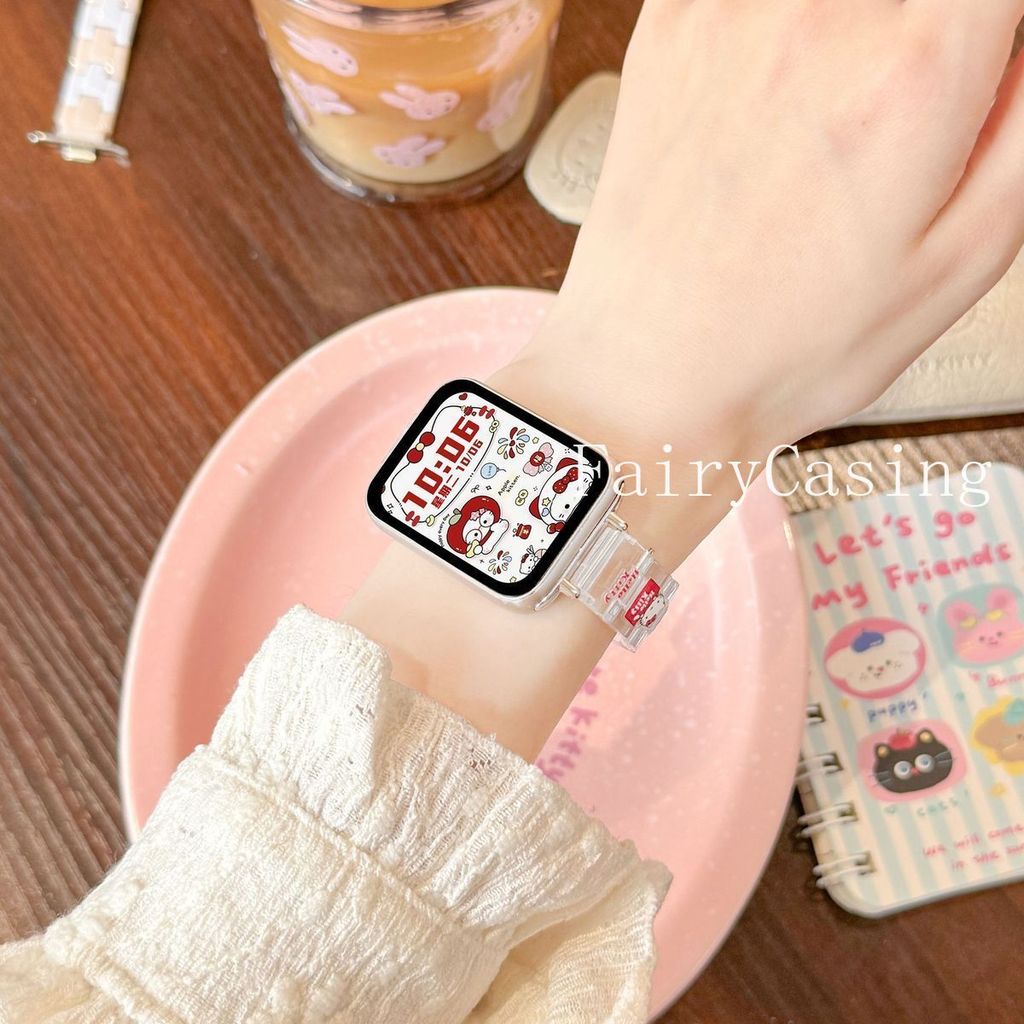 Dây đeo thể thao KT dễ thương cho Xiaomi Mi Band 10Pro 9 8 Pro Vòng đeo tay thay thế cho Redmi Watch 6 5 4 Dây đeo cổ tay Acrylic
