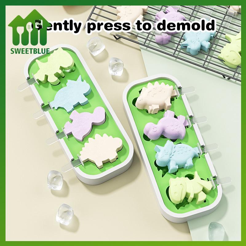 SWEET Khuôn Làm Kem Silicon Có Nắp Và Sti DIY Popsicle Khuôn Hình Khủng Long Bánh Ngọt Khuôn Nhà Bếp Dụng Cụ Làm Kem n