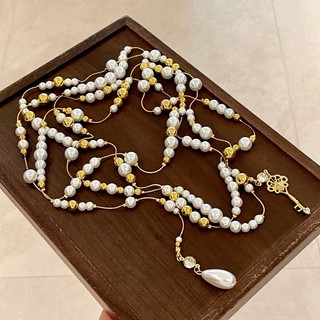 Vòng cổ tua rua ngọc trai nhiều lớp retro có khí chất thanh lịch