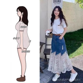 Váy mùa hè nữ plus size chất liệu denim và ren, thiết kế thời trang