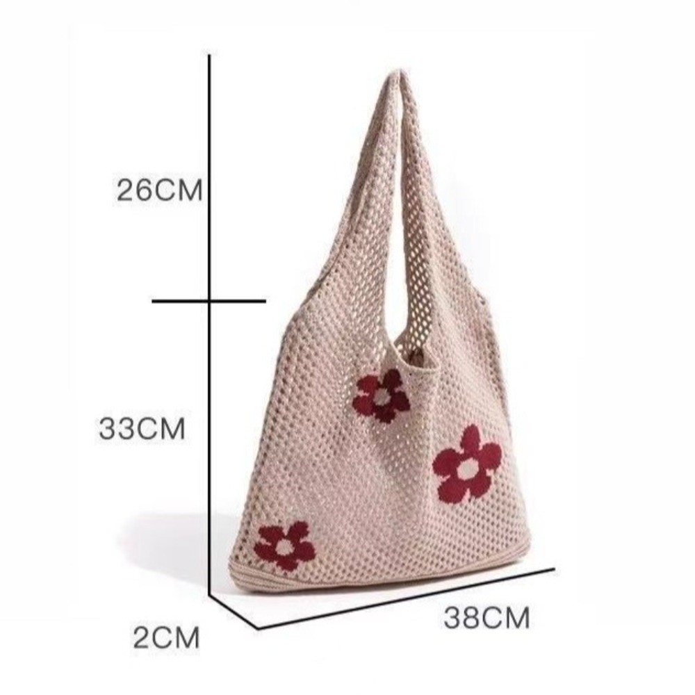 HOBBYIN Túi Tote Dệt Kim HOBBYIN, Thiết Kế Openwork Túi Tote Hoa Dung Tích Lớn, Kết Cấu Lưới Đơn Siêu Mát Chất Liệu Dệt Kim Túi Dệt Túi Mua Sắm