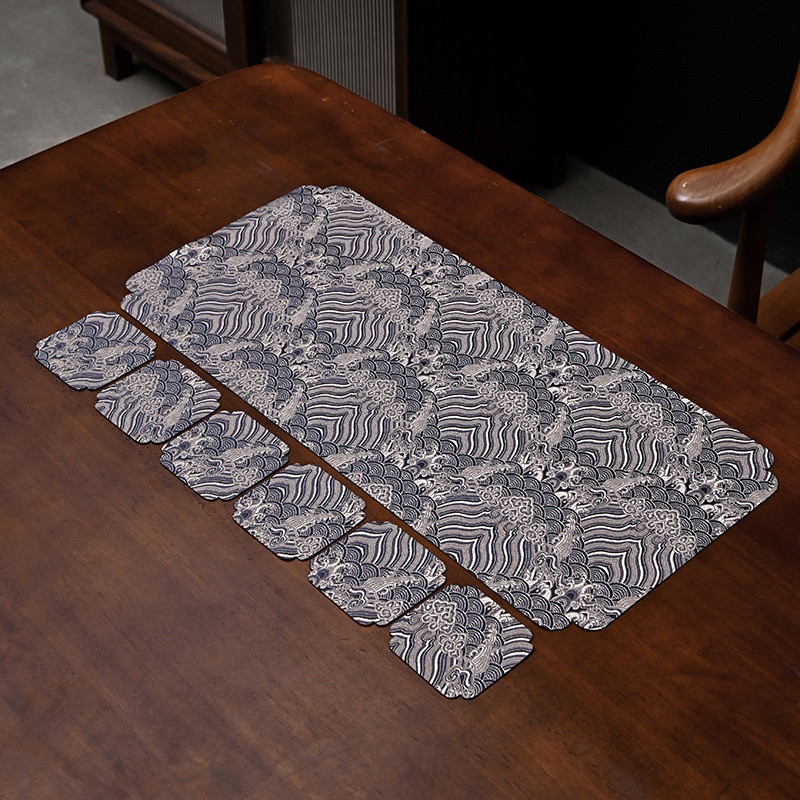 Jacquard Cloud Thổ Cẩm Bàn Trà Nhỏ Khăn Trà Thiền Bàn Vải Nghệ Thuật Bong Bóng Khô Chống Thấm Nước Cách Nhiệt Trà Thảm Mới Trung Quốc Bàn Thảm