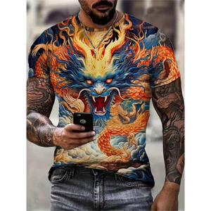 Áo thun nam họa tiết Rồng 3D cổ điển Trung Quốc - Mát mẻ cho mùa hè