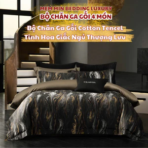 Bộ vỏ chăn ga gối Cotton 4 món Memminbedding Luxury phong cách sang trọng, định lưu nghệ thuật