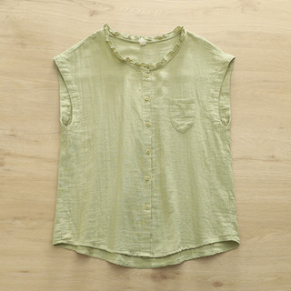 [Hàng có sẵn] Áo sơ mi nữ không tay, cổ rộng, chất liệu cotton, phù hợp mùa thu