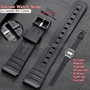 Dây đeo đồng hồ cao su silicon chống thấm nước 12-22mm cho dây đeo đồng hồ thể thao cho Casio W800H A158 / 168 AE1200 / 1300 SGW400 F91W F84 F105 / 108