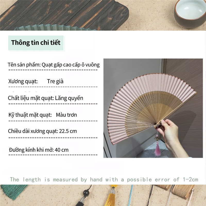 Quạt cổ trang cầm tay có tua rua, quạt múa bằng gỗ, phụ kiện trang trí Tết & sự kiện, quạt xoè đẹp