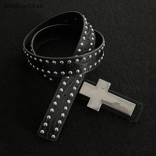 Thắt lưng chữ thập bằng kim loại đính đá phong cách tối Gothic Punk