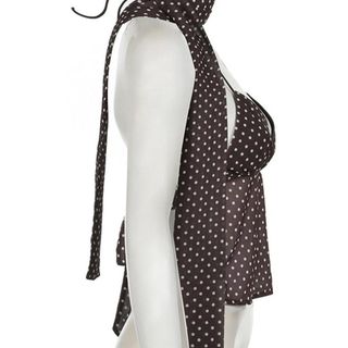 Áo Vest yếm chấm bi BRARAA, Áo ba lỗ mỏng vừa vặn, gợi cảm với ruy băng Áo hai dây không tay cổ chữ V sâu dành cho nữ mùa hè