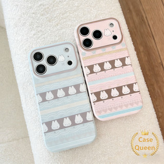Vỏ thỏ hoạt hình đáng yêu Tương thích cho IPhone 16 13 17 14 15 12 11 Pro Max XR Air X XS Max 8 16 15 7 14 Plus Vỏ chống rơi ống kính cao cấp mềm